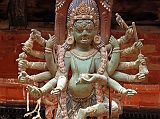 Kathmandu Patan Durbar Square Mul Chowk 25 Carved Wooden Roof Strut Of Many Armed Green Wrathful Figure 